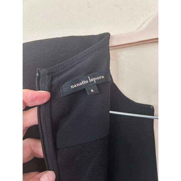 Nanette Lepore Fitted Dress Maxi Midi Darted Waist 3/4 Sleeves Size 4 Black - Picture 6 of 6